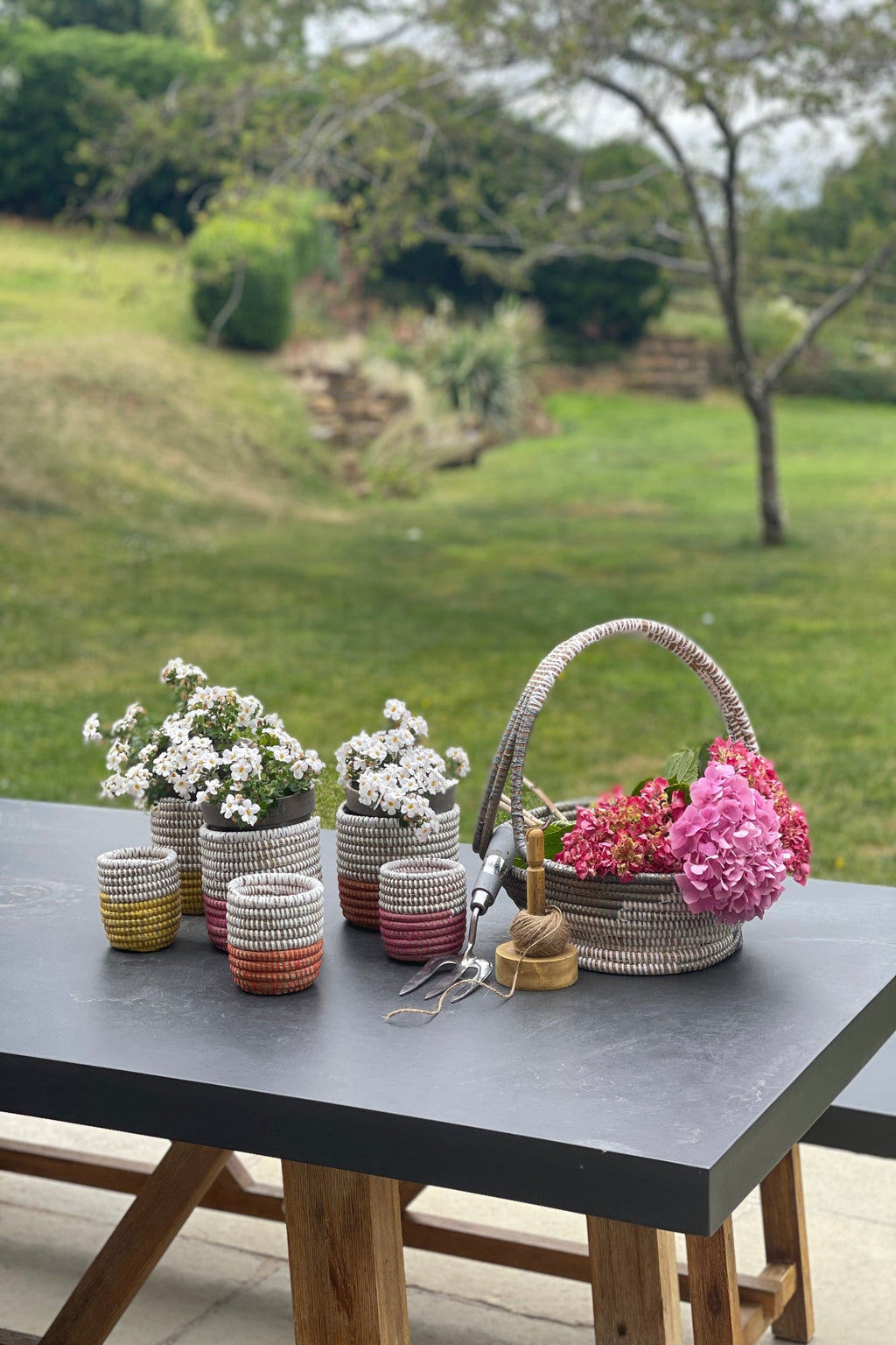 Handwoven Grey Trug Basket – Artisan Storage Basket