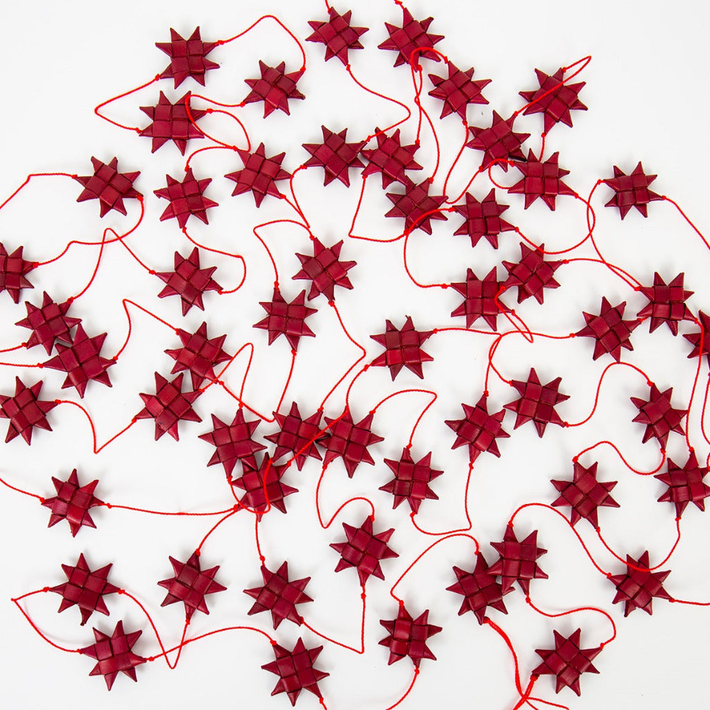 Red Handwoven Natural Star Garland - Fair Trade | 4.5Mtr