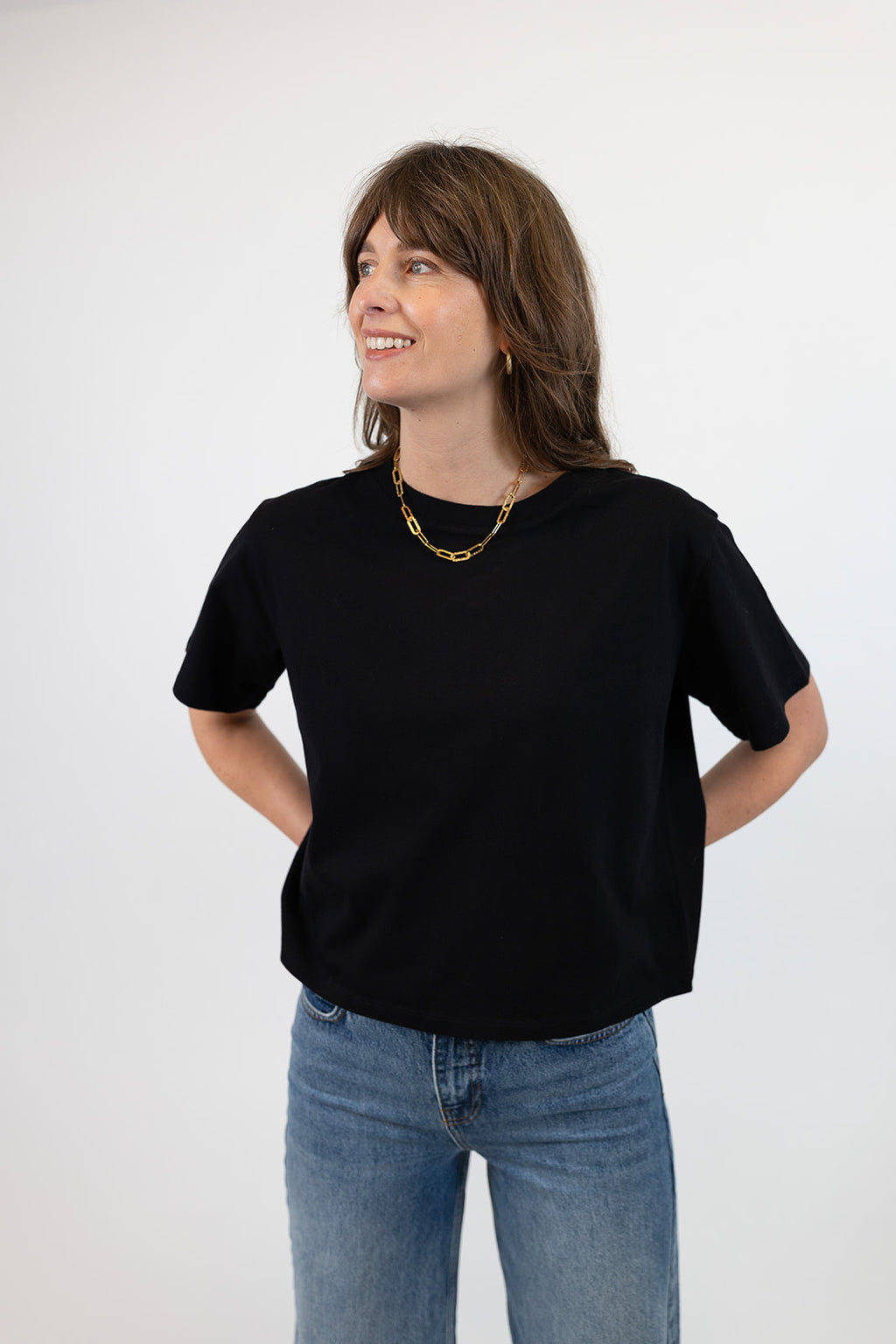 Hannah Midweight Organic Cotton Black T-Shirt