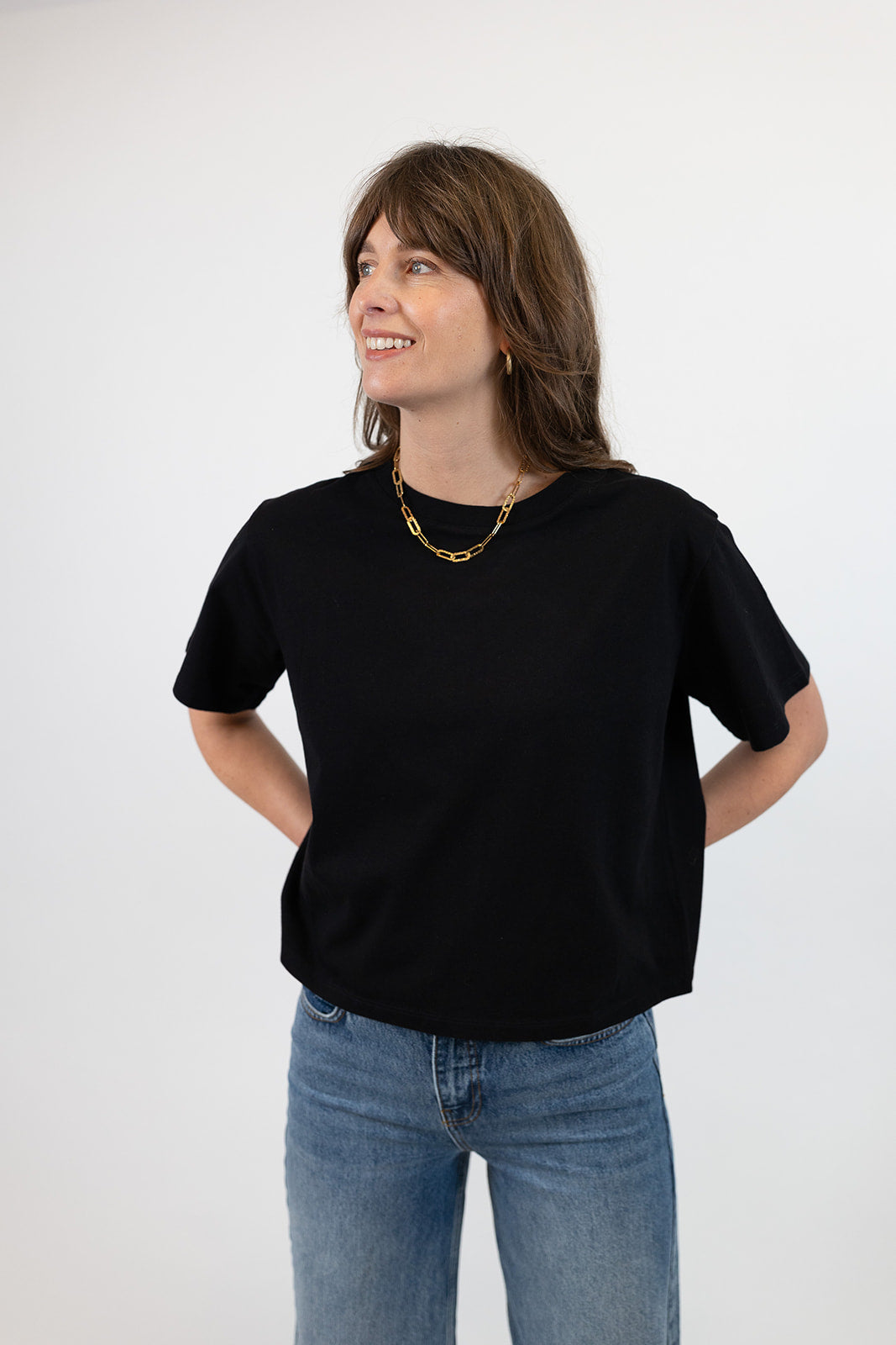 Hannah Midweight Organic Cotton Black T-Shirt