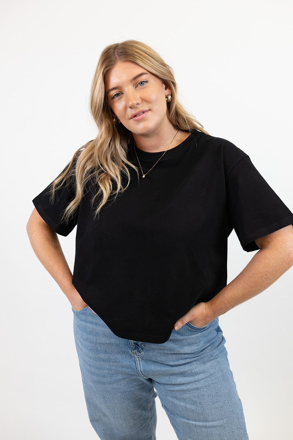 Hannah Midweight Organic Cotton Black T-Shirt