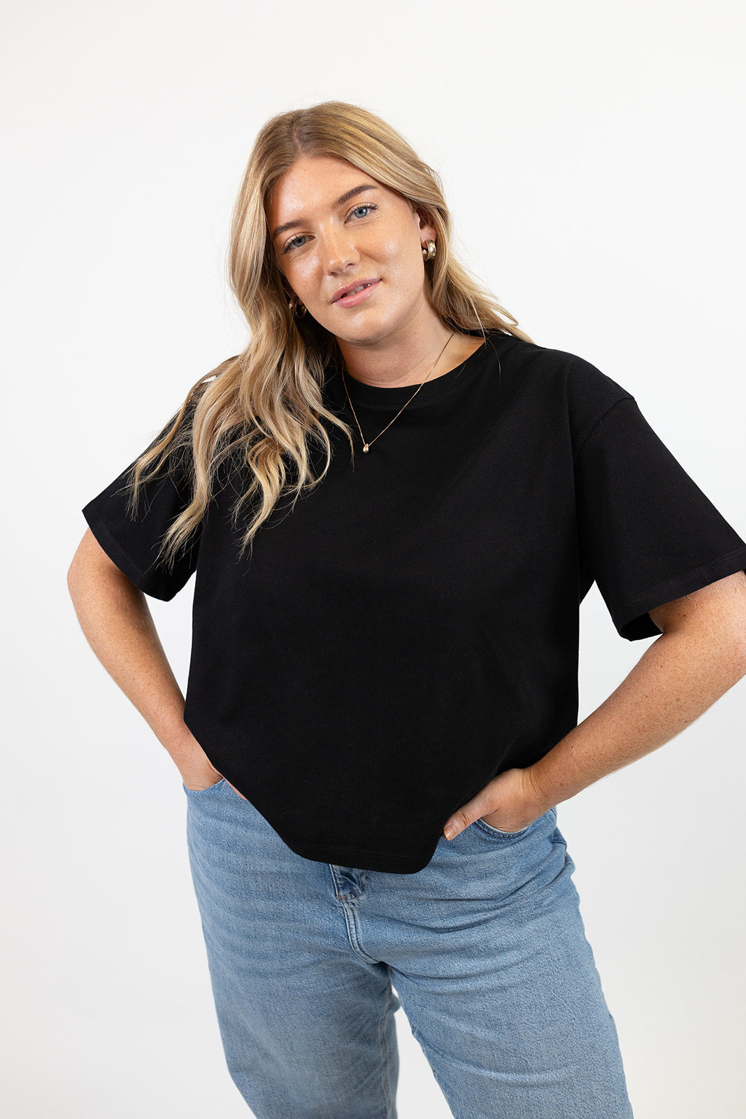 Hannah Midweight Organic Cotton Black T-Shirt