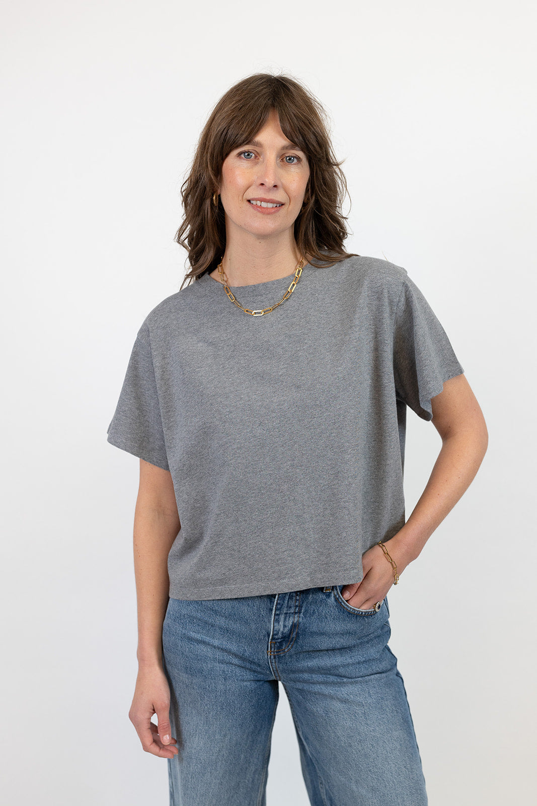 Hannah Midweight Organic Cotton Charcoal Marl T-Shirt