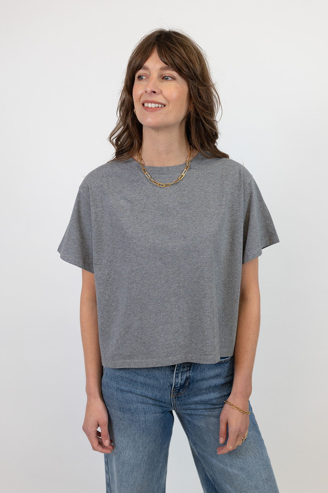 Hannah Midweight Organic Cotton Charcoal Marl T-Shirt