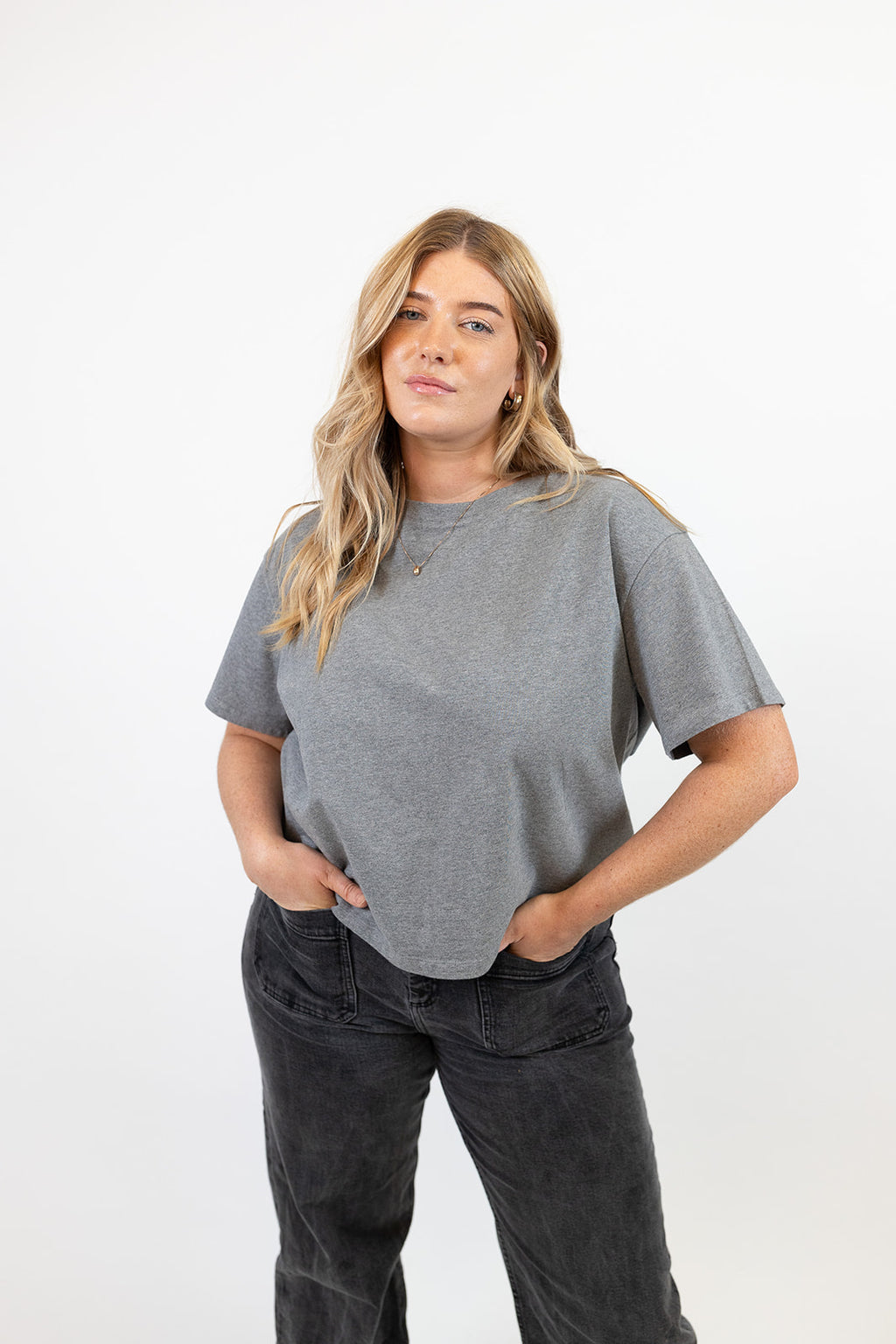 Hannah Midweight Organic Cotton Charcoal Marl T-Shirt