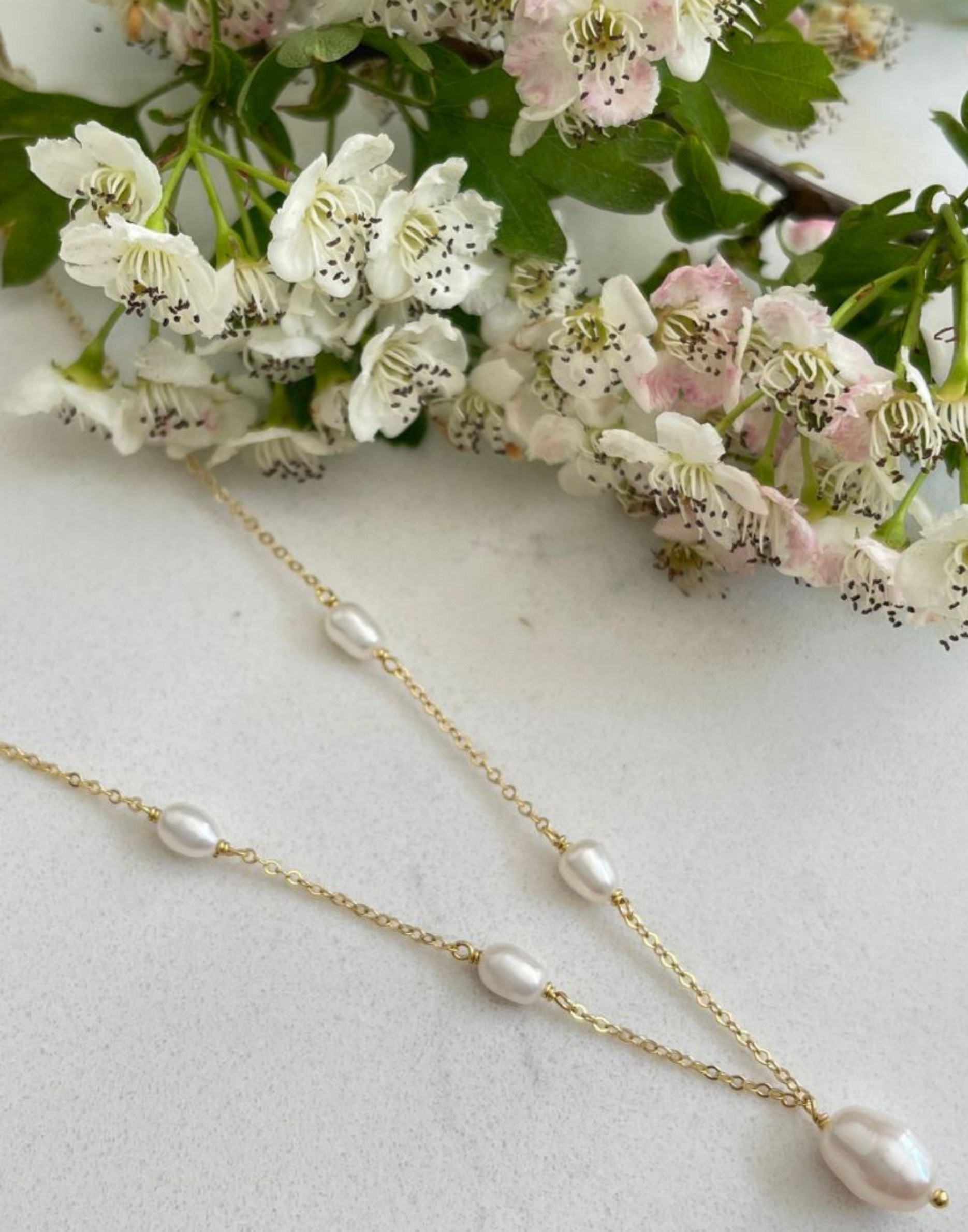 Helena Gold and Pearl Drop Necklace