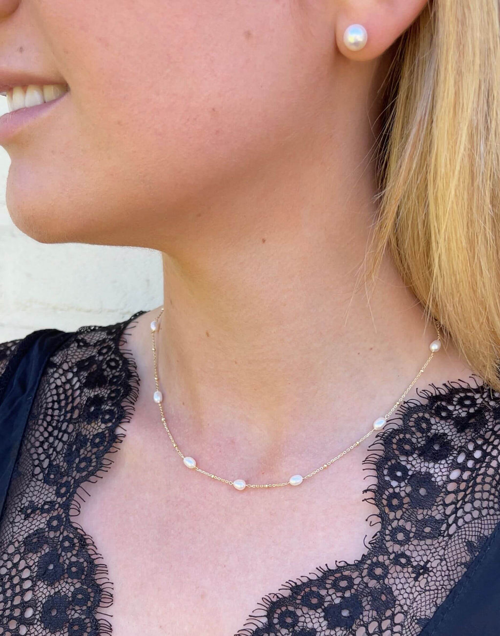 Helena Gold and Pearl Necklace