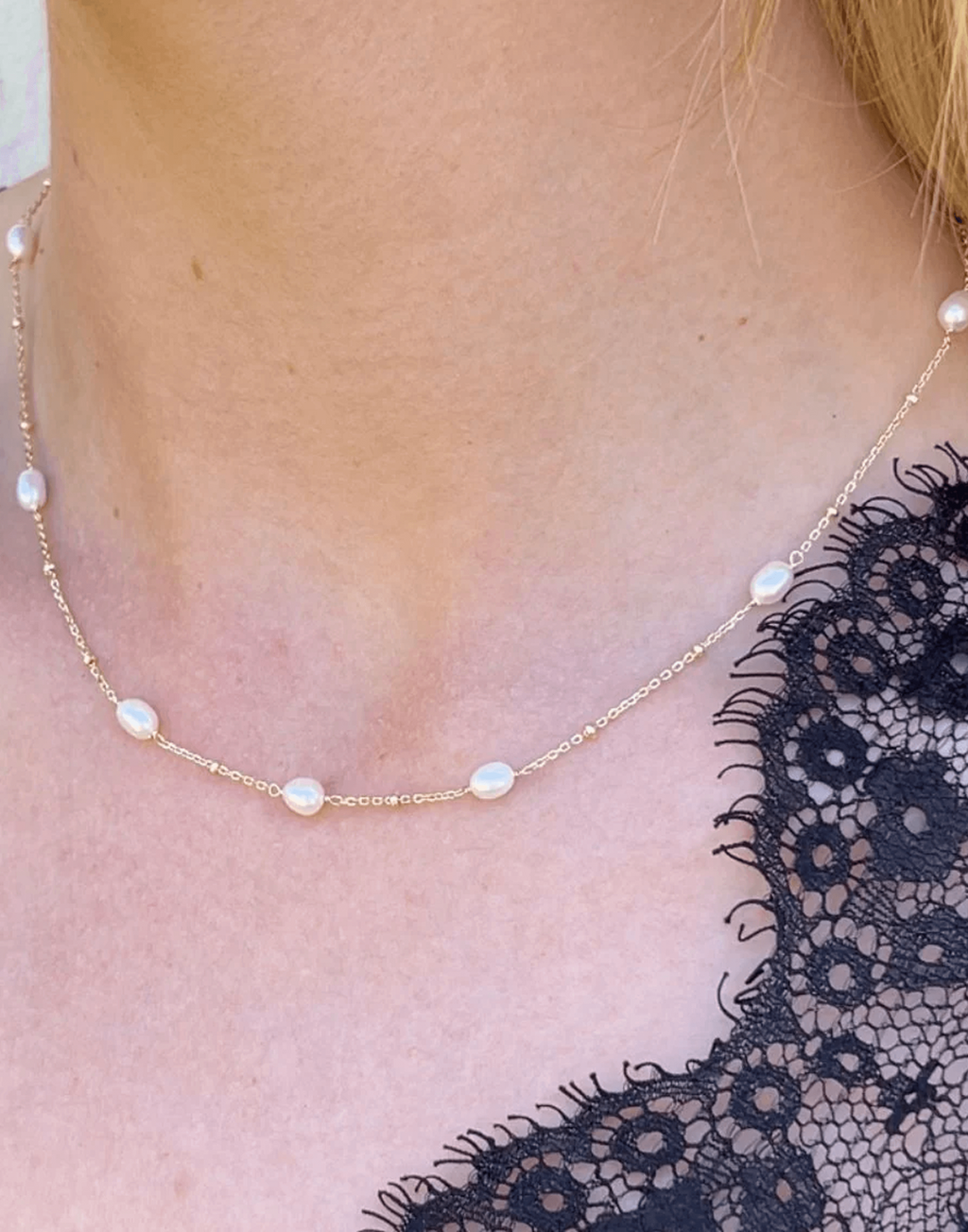 Helena Gold and Pearl Necklace