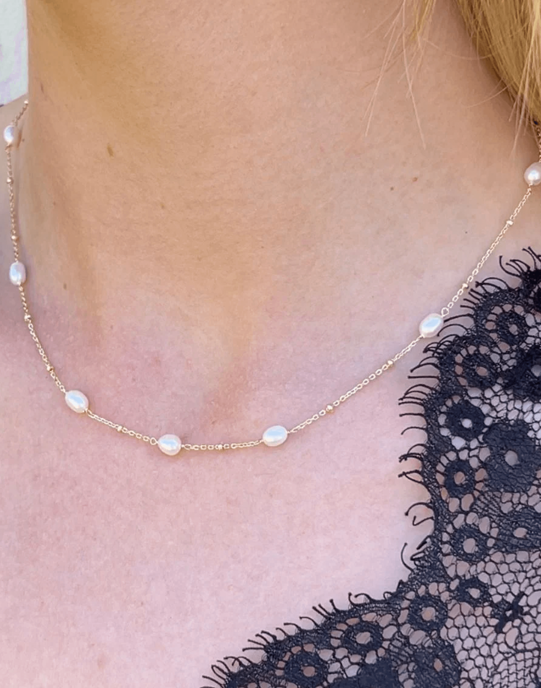 Helena Gold and Pearl Necklace