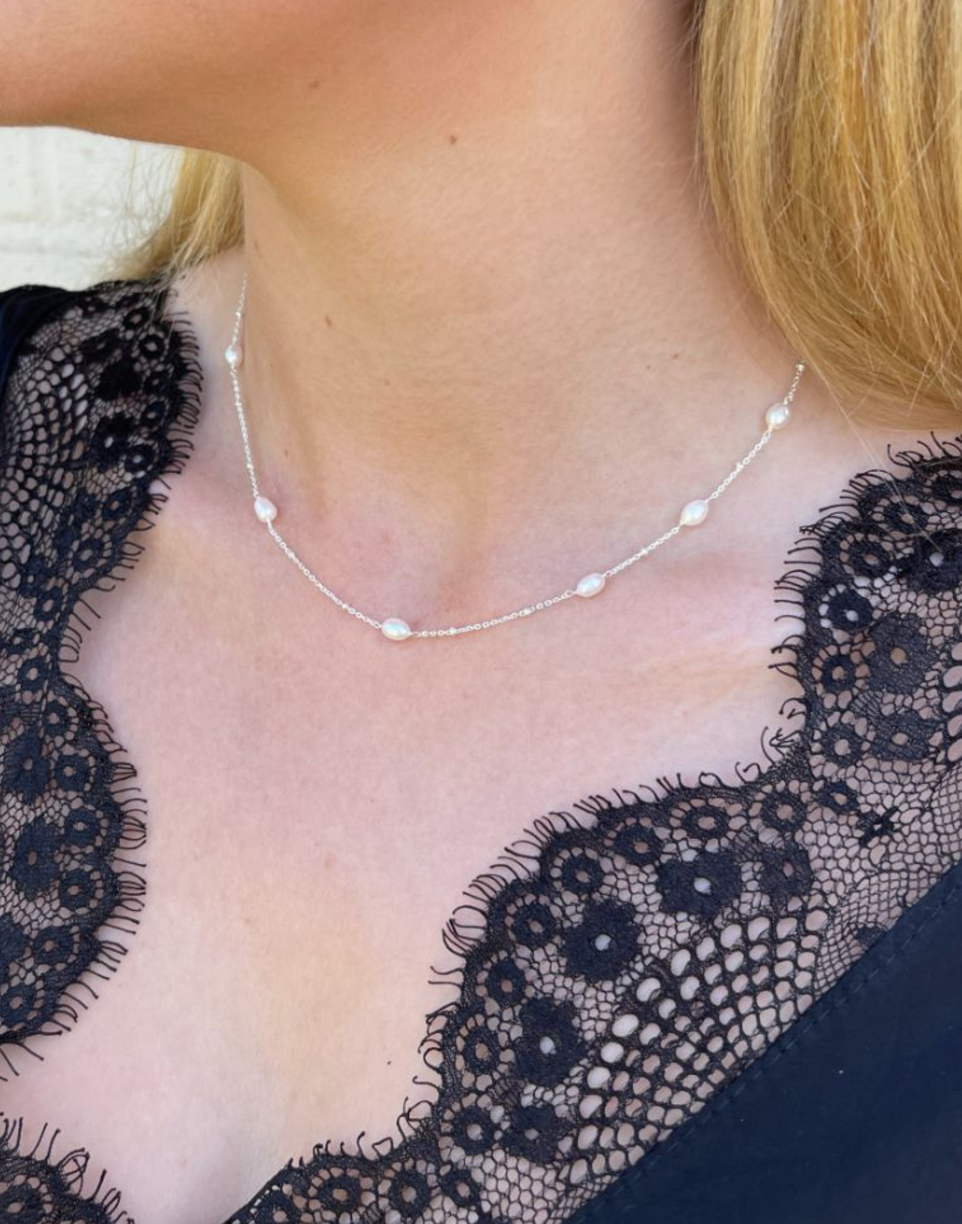 Silver and Pearl Necklace Layering Set