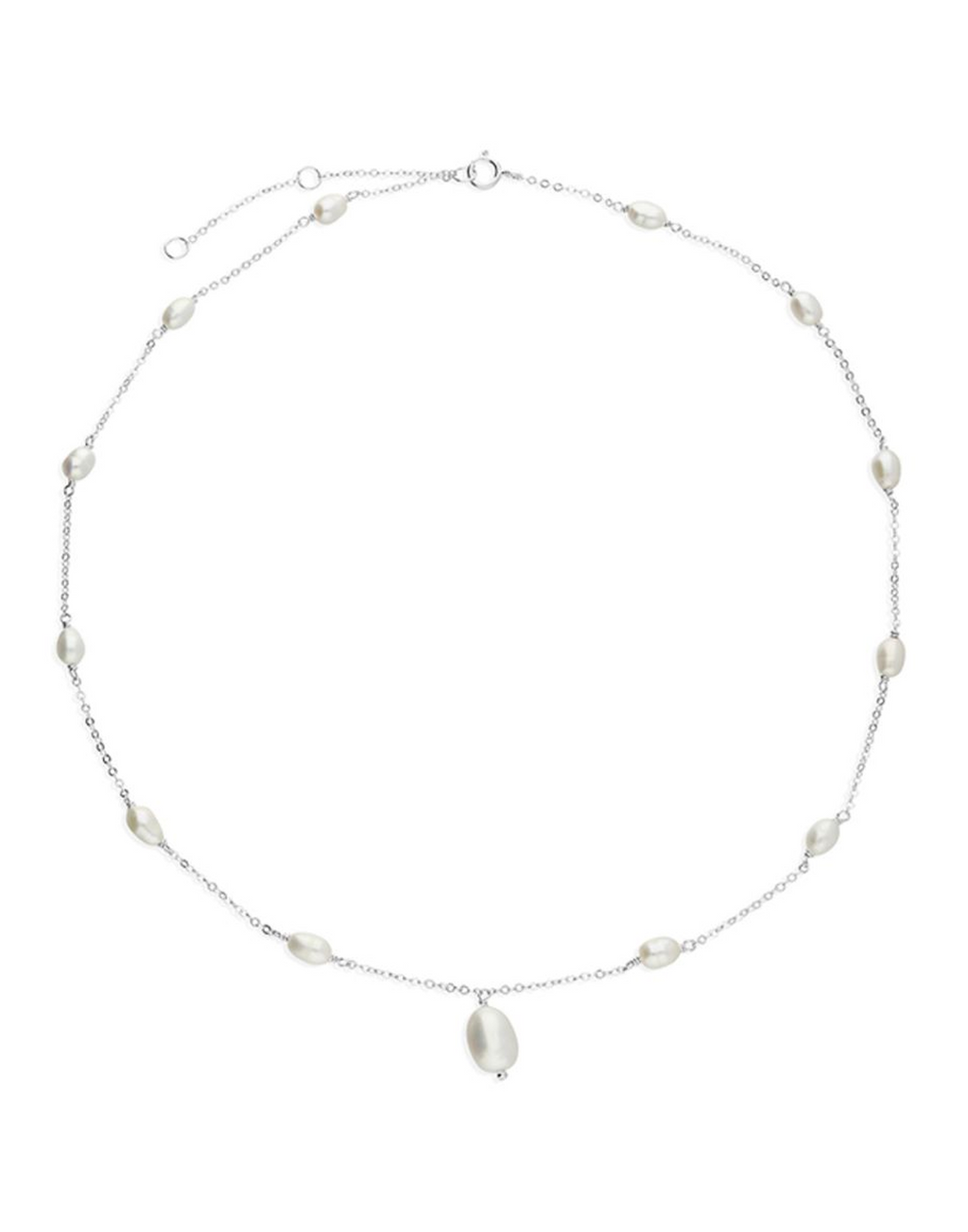 Helena Silver and Pearl Drop Necklace
