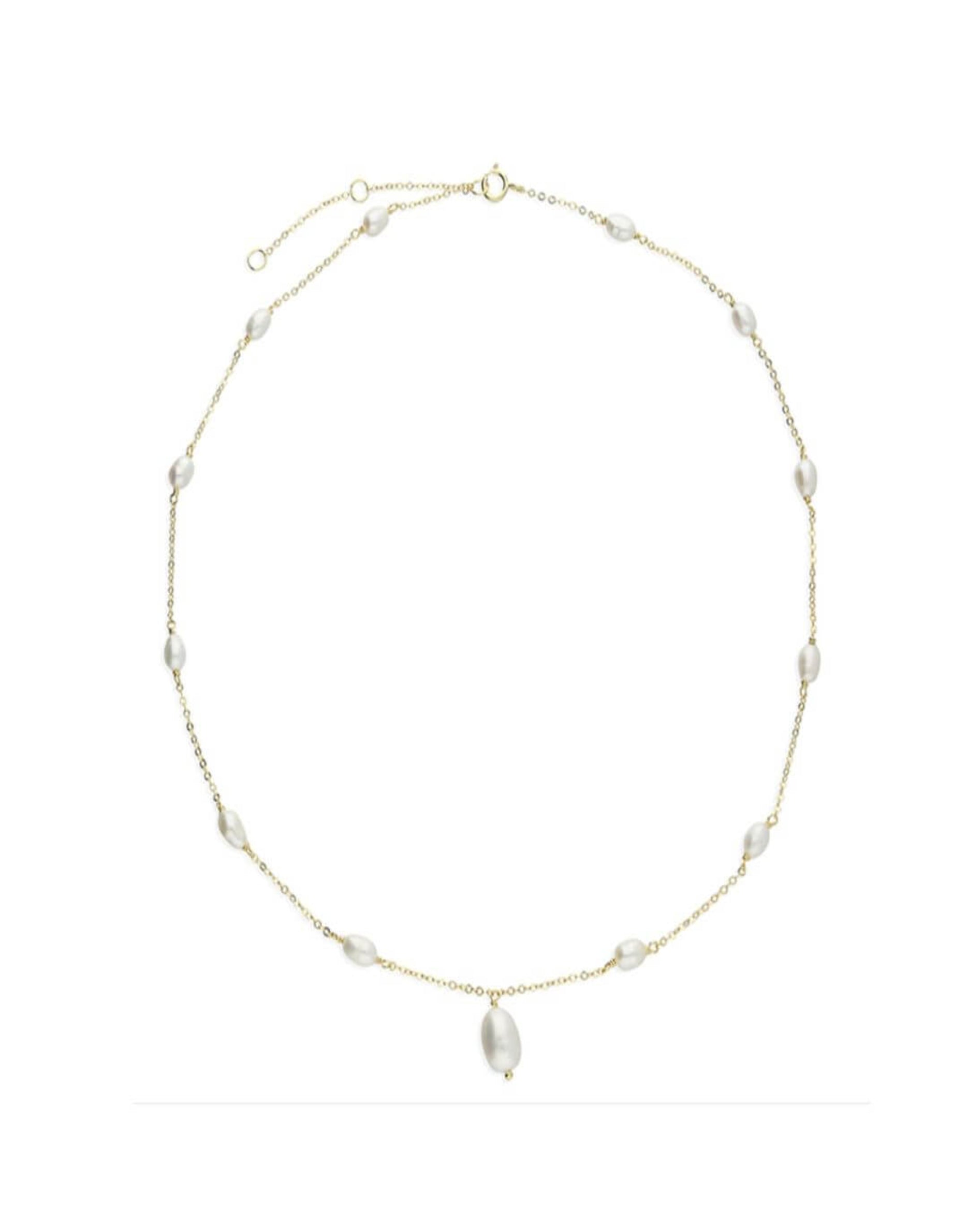 Helena Gold and Pearl Drop Necklace