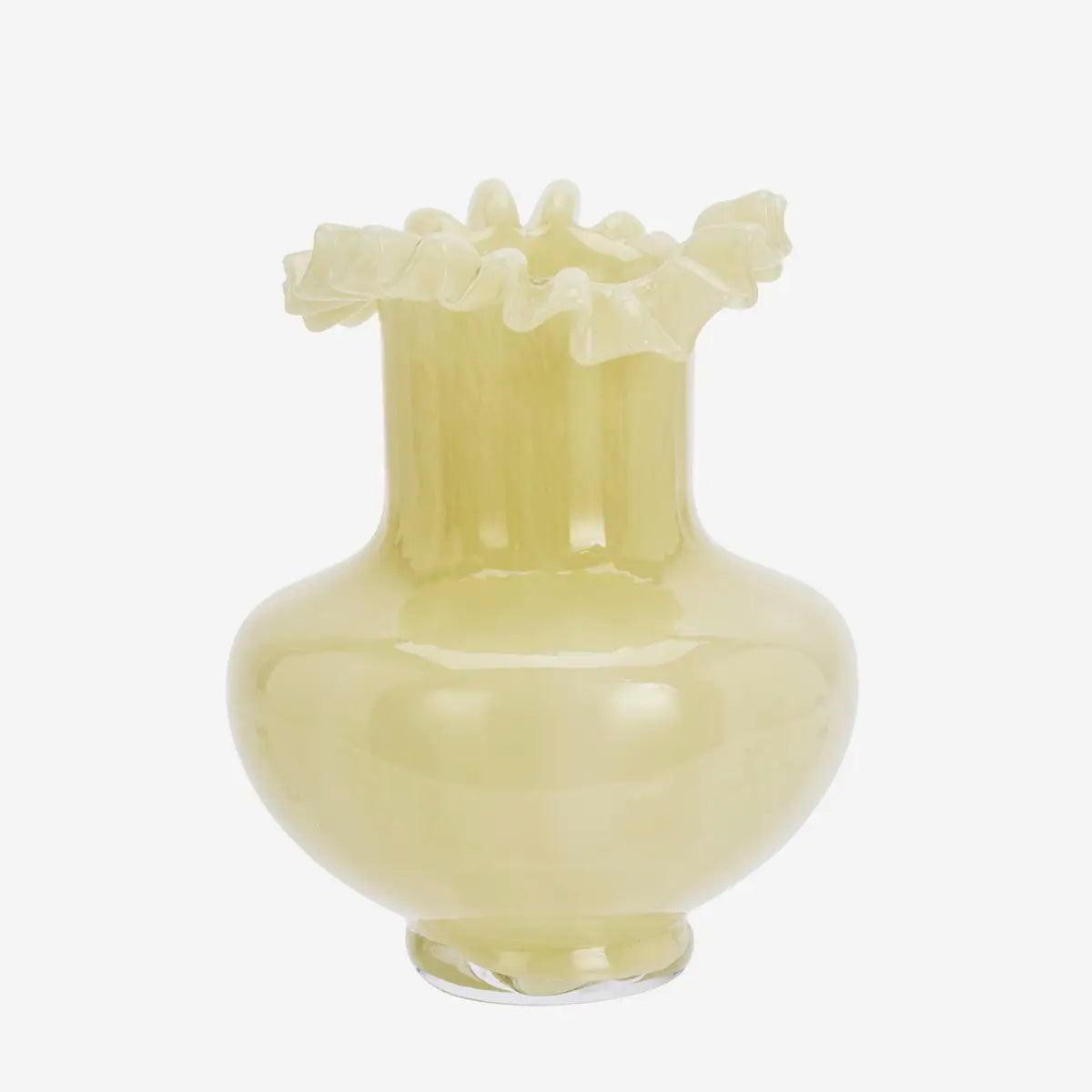 Honey Coloured Opaque Fluted Glass Vase | 19.5cm