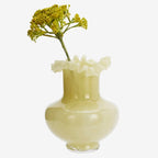 Honey Coloured Opaque Fluted Glass Vase | 19.5cm