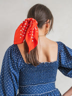 'HONOUR' DRESS IN NAVY DOT