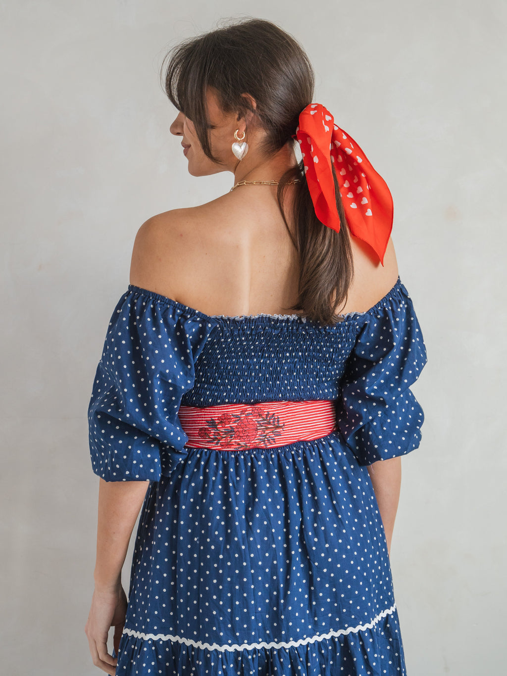 'HONOUR' DRESS IN NAVY DOT