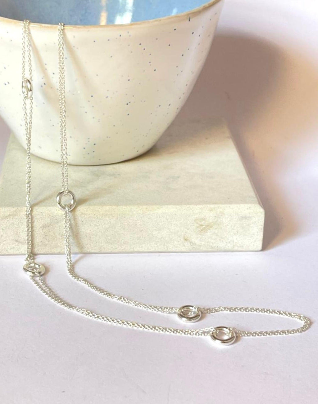 Hoopla Long Silver Necklace