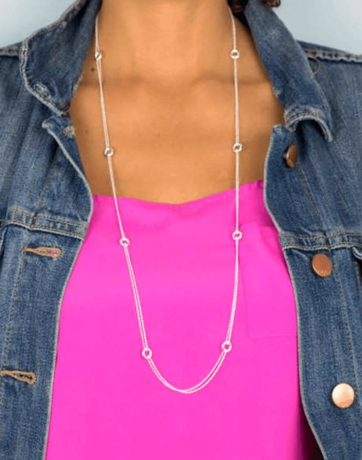 Hoopla Long Silver Necklace