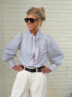 Tierney Khaki Stripe Blouse