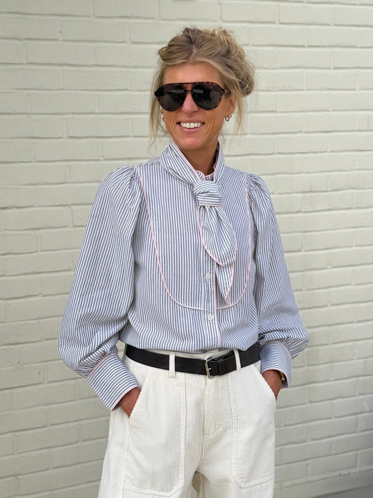 Tierney Khaki Stripe Blouse