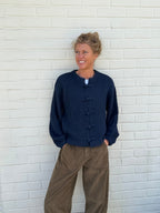 Mandarin Navy Cardigan
