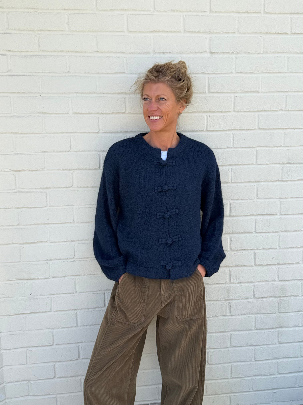 Mandarin Navy Cardigan