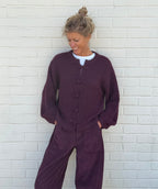 Mandarin Burgundy Cardigan