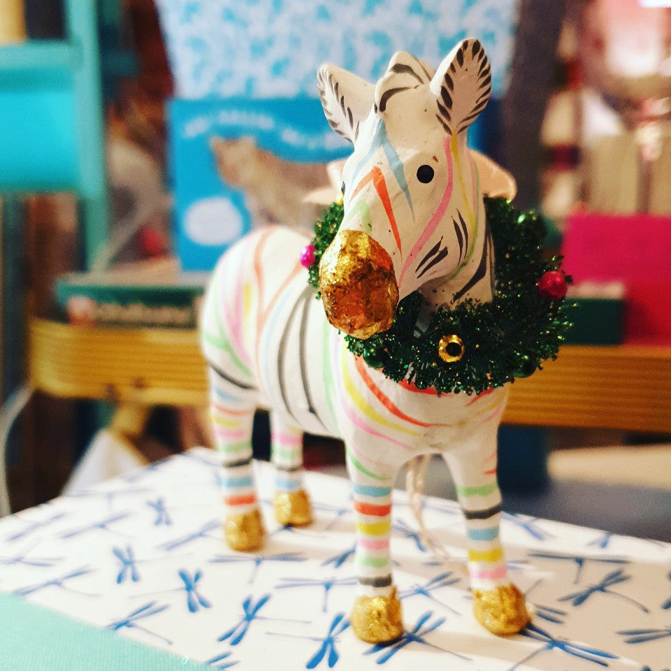 Multicoloured Zebra Ornament