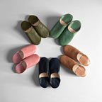 Handmade Moroccan Leather Babouche Slippers | Petrol Grey