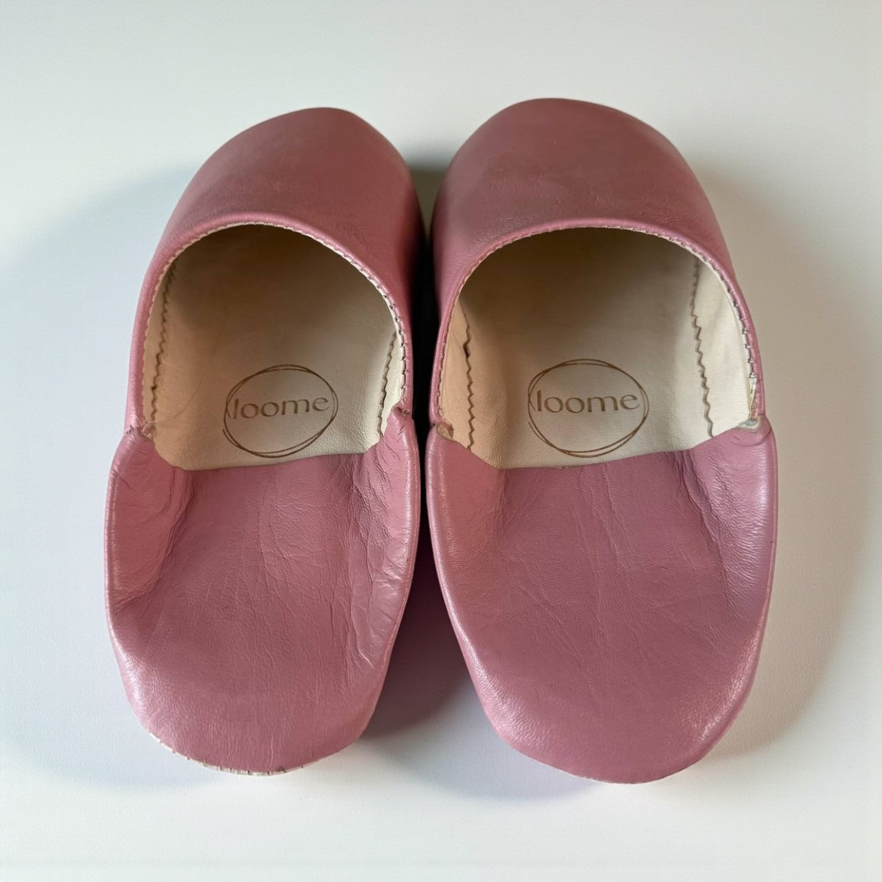 Handmade Moroccan Leather Babouche Slippers | Rose