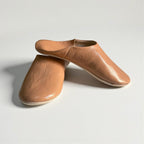 Handmade Moroccan Leather Babouche Slippers | Apricot Mist