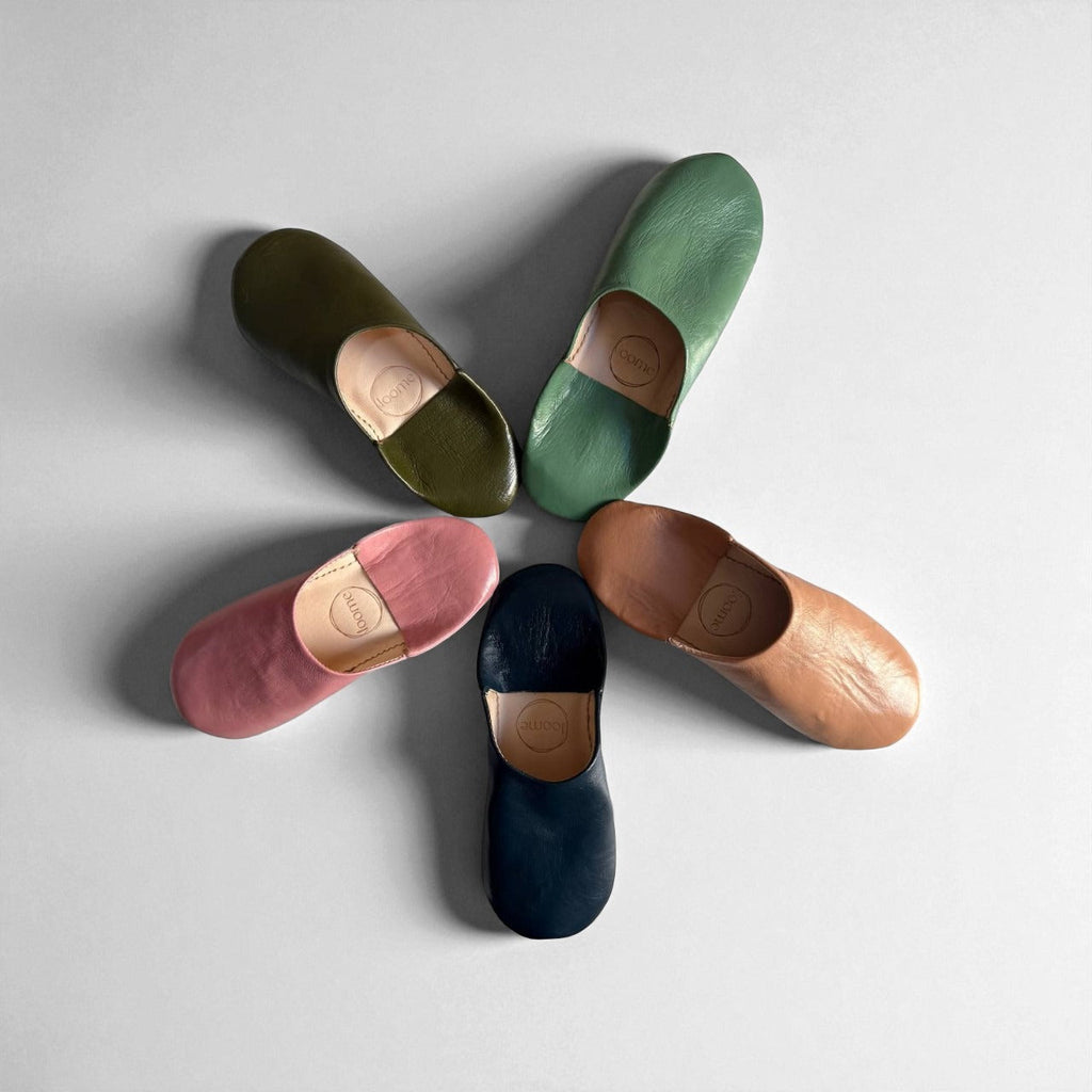 Handmade Moroccan Leather Babouche Slippers | Apricot Mist