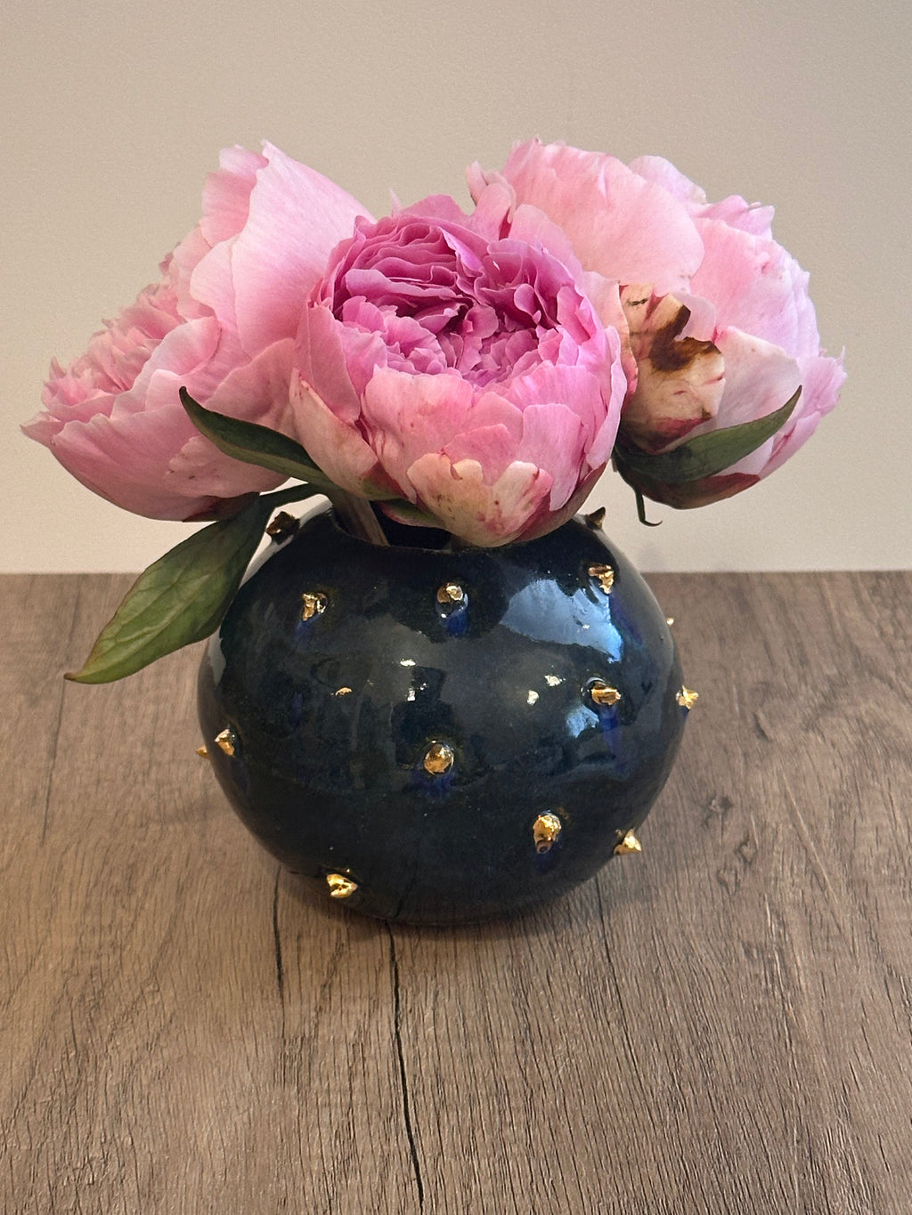 Hobnail Vase with Gold