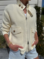 Lonsdale Lightweight Ecru Knitted Bomber