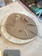 Asymmetric wild grasses ceramic serving centrepiece platter
