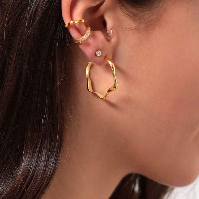 Acer Ear Stud in Gold with Zirconia