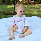 Organic Muslin - Red Ruffle Romper