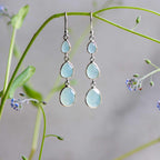 Radiance Drops in Silver with Aqua Chalcedony