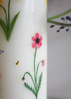 Rainbow wild flower pillar candle