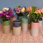 Dipped glaze ceramic flower posy bud vase