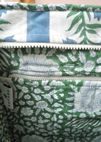 The Amba Bag – Quilted Cotton Canvas Tote (Blue / Green)