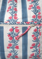 The Amba Bag – Quilted Cotton Canvas Tote (Blue / Pink)