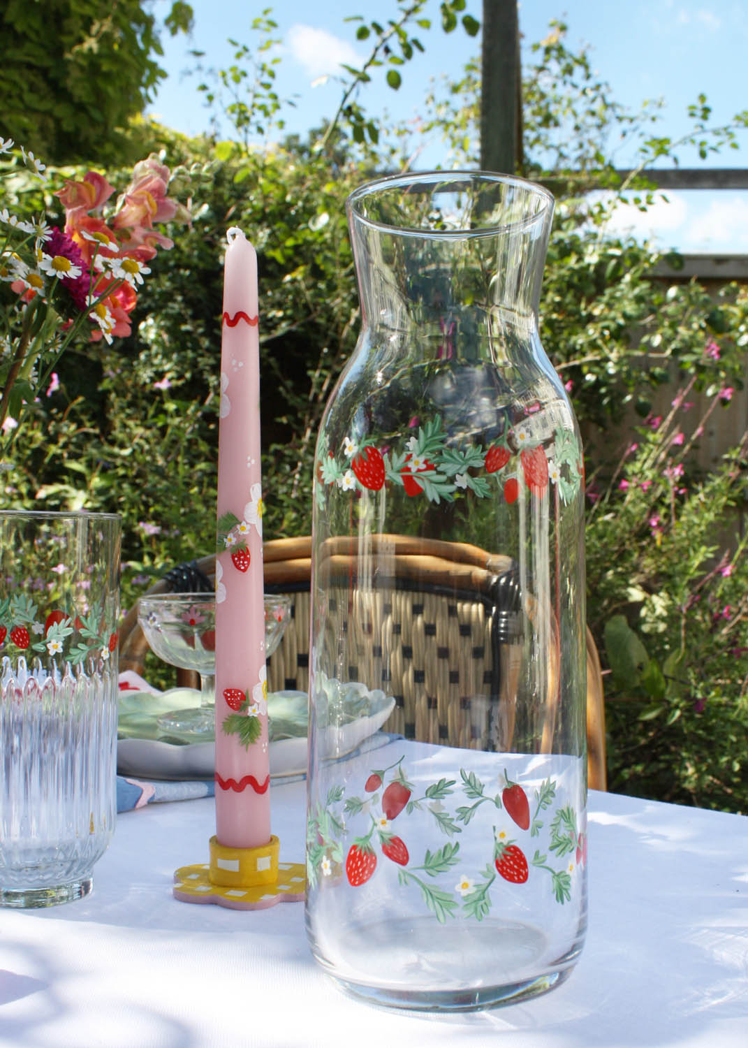 Strawberry glass carafe