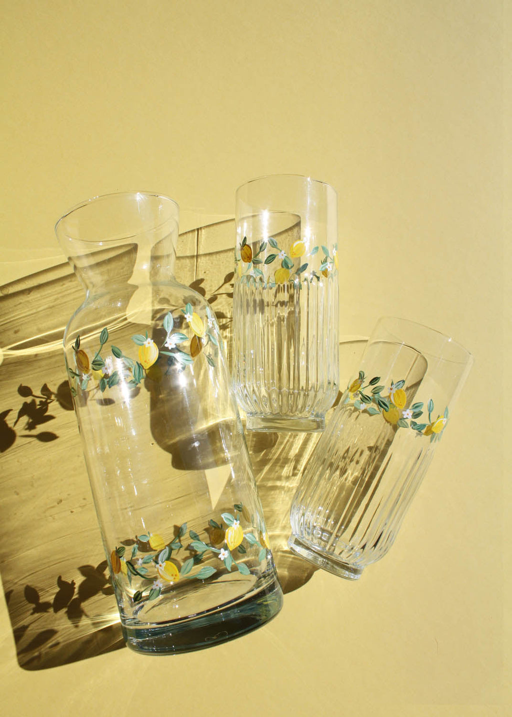 Limoncello ribbed highball glasses set of 2