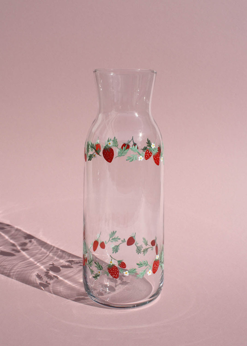 Strawberry glass carafe