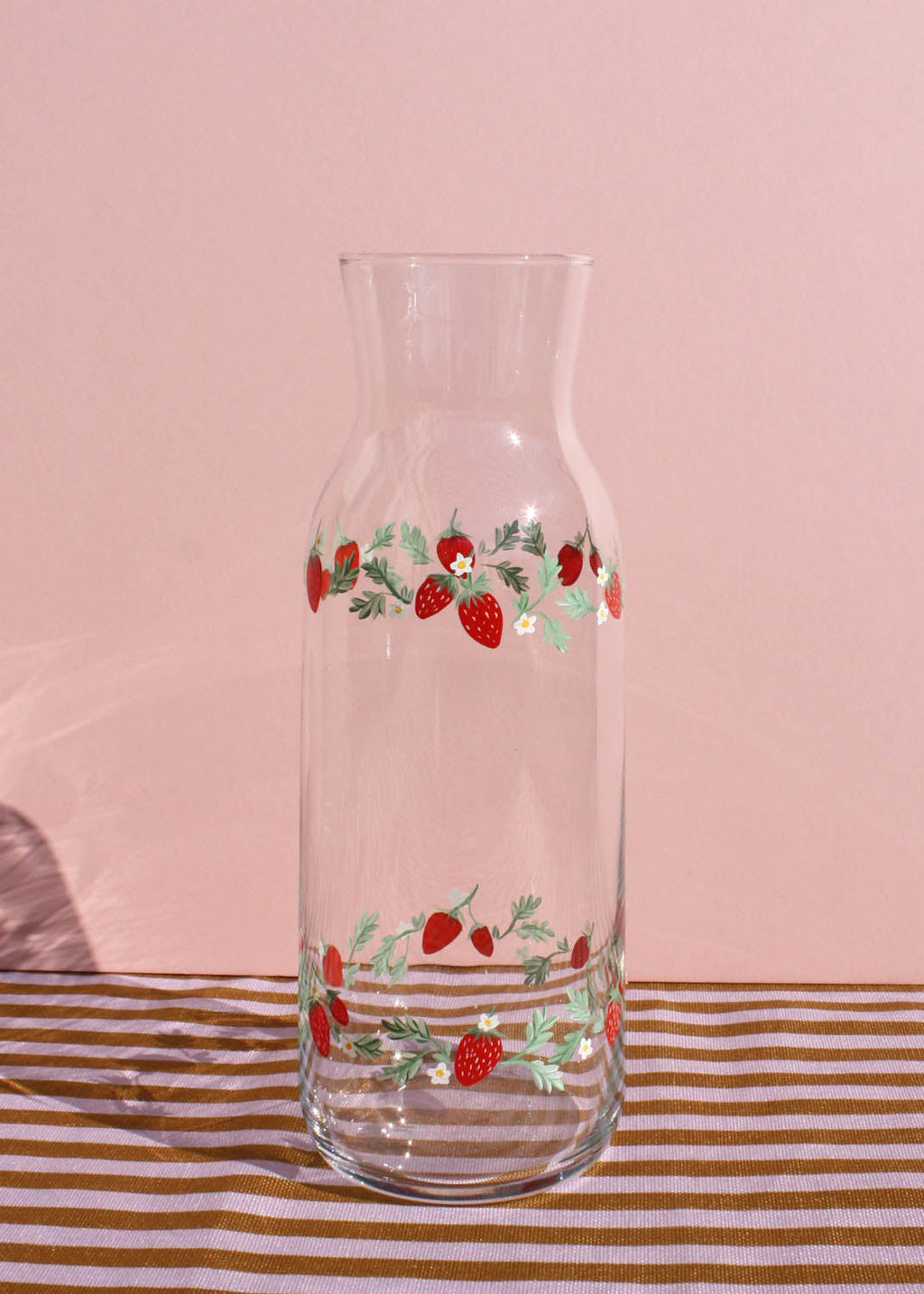 Strawberry glass carafe