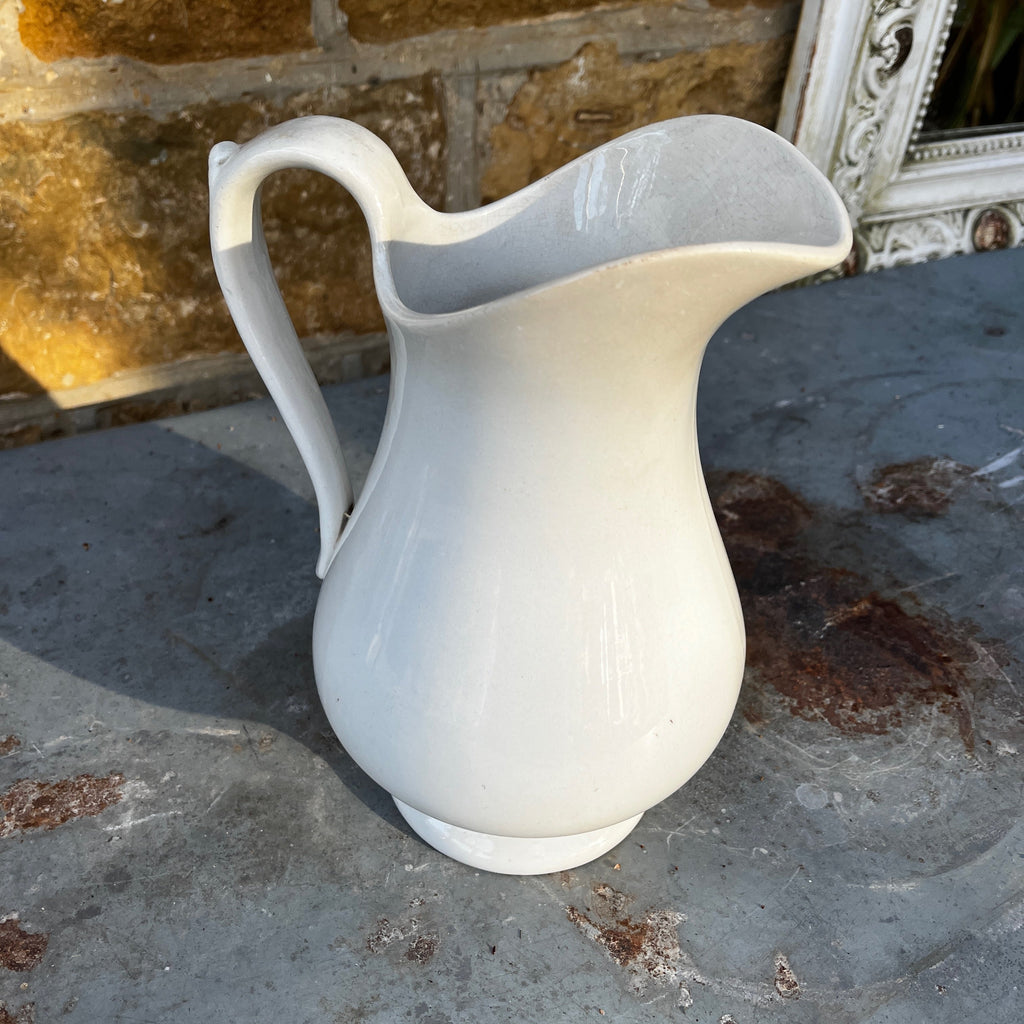 Vintage Boch La Louviere Belgium White Ceramic Jug