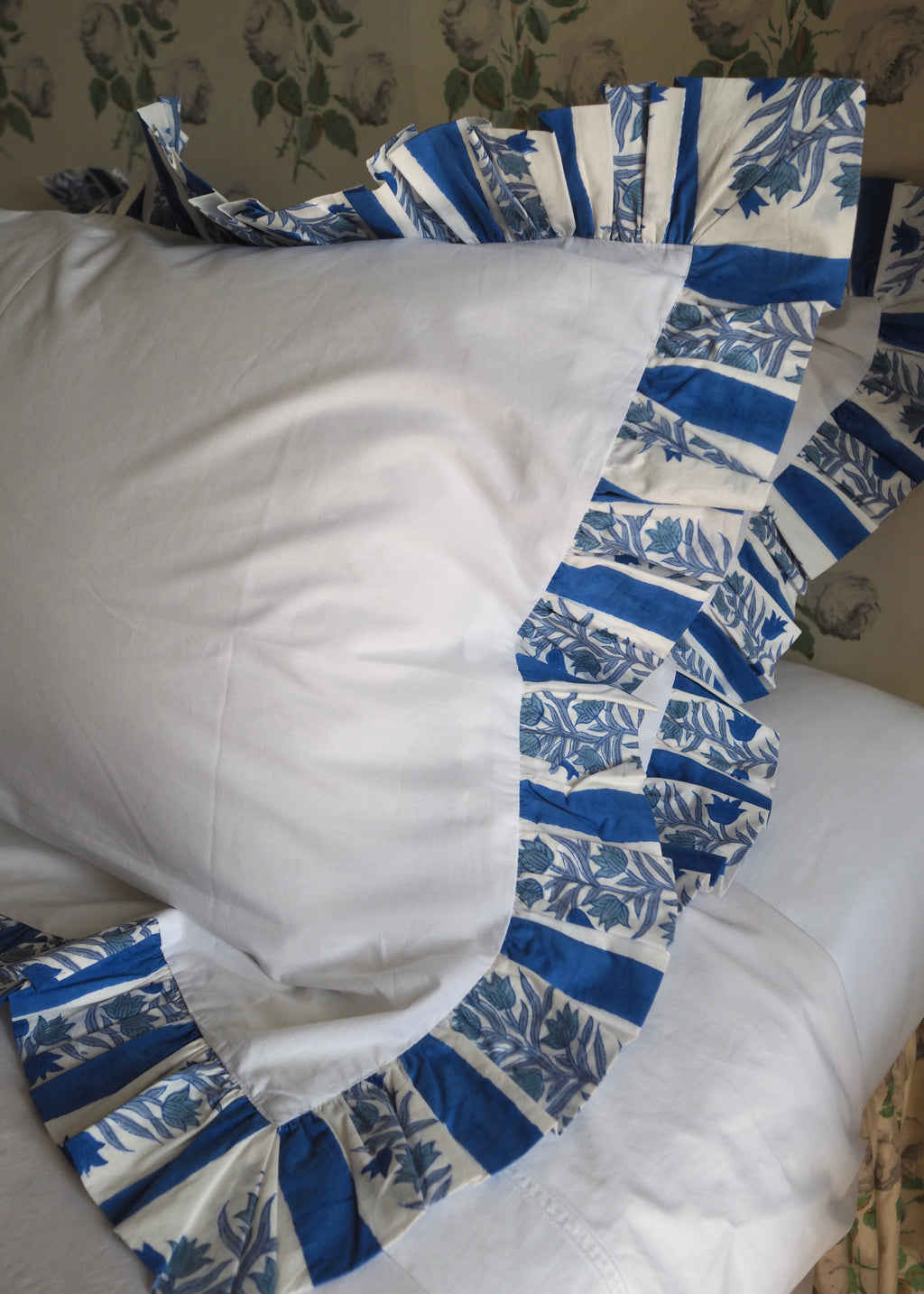 Blue Organic Cotton Poplin Pillowcase