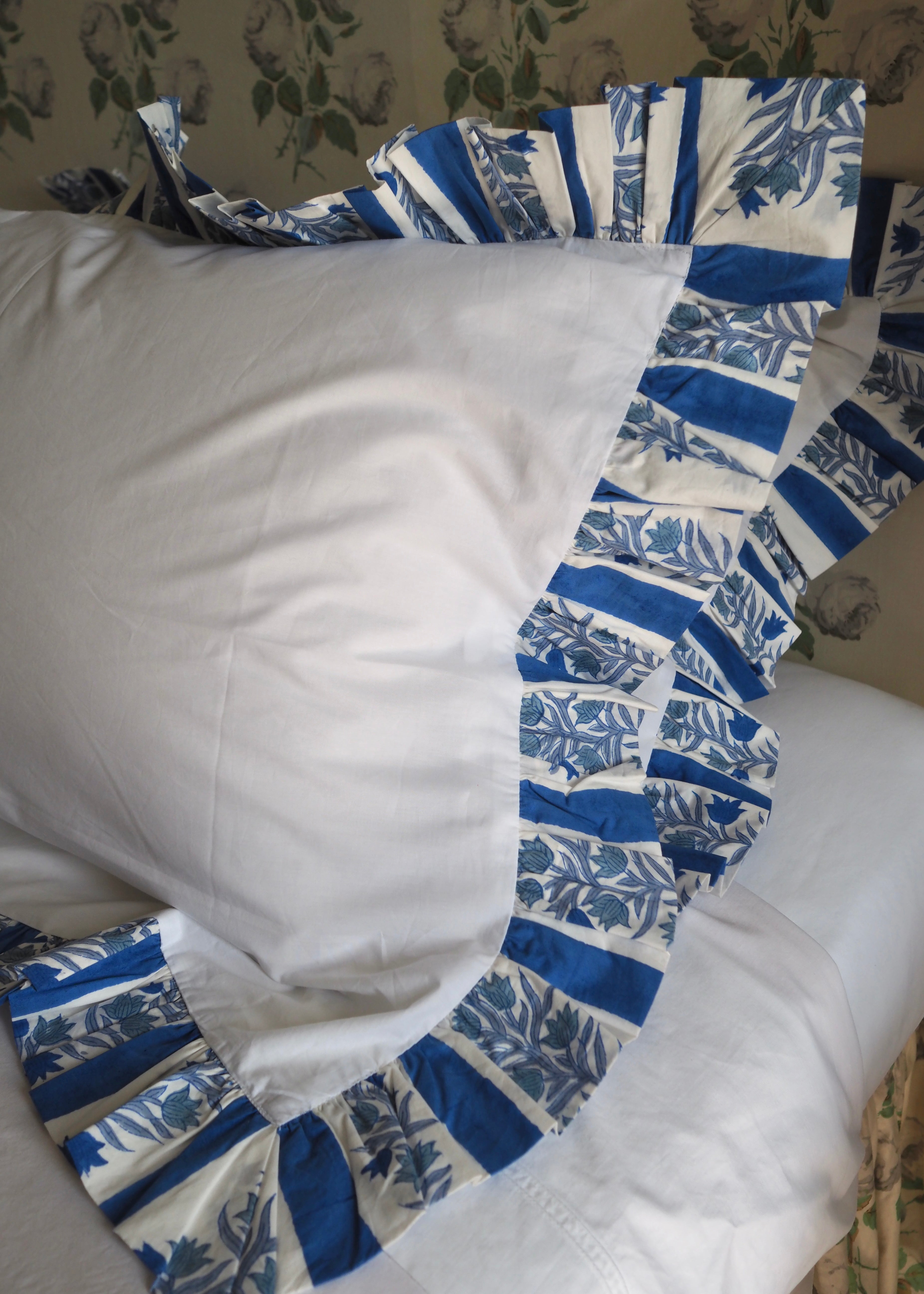 Blue Organic Cotton Poplin Pillowcase