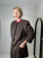 Animal print collarless jacket